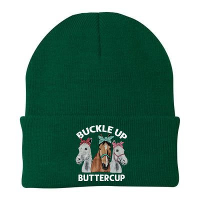 Buckle Up Buttercup Horses Knit Cap Winter Beanie