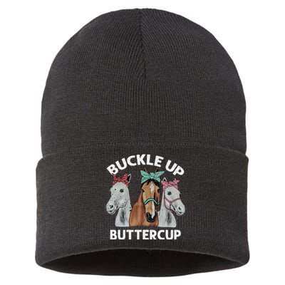 Buckle Up Buttercup Horses Sustainable Knit Beanie