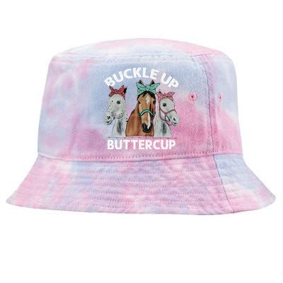 Buckle Up Buttercup Horses Tie-Dyed Bucket Hat