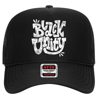 Black Unity High Crown Mesh Back Trucker Hat