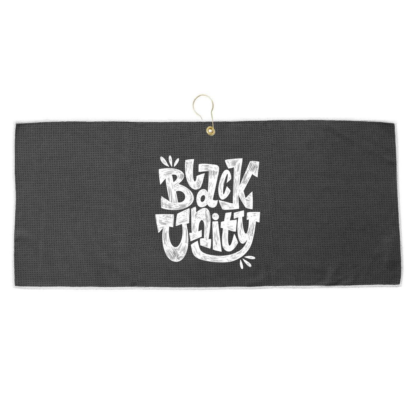 Black Unity Large Microfiber Waffle Golf Towel