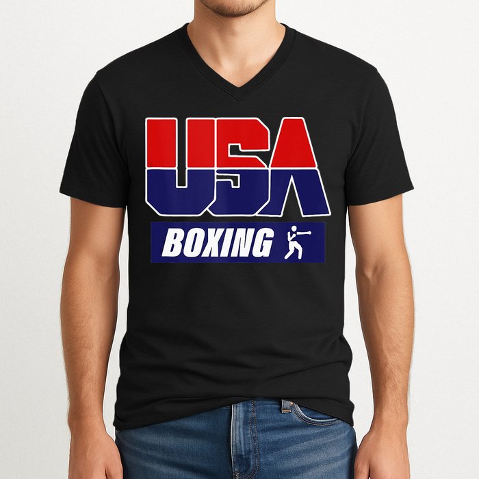 Boxing USA V-Neck T-Shirt