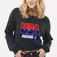 Boxing USA Cropped Pullover Crew