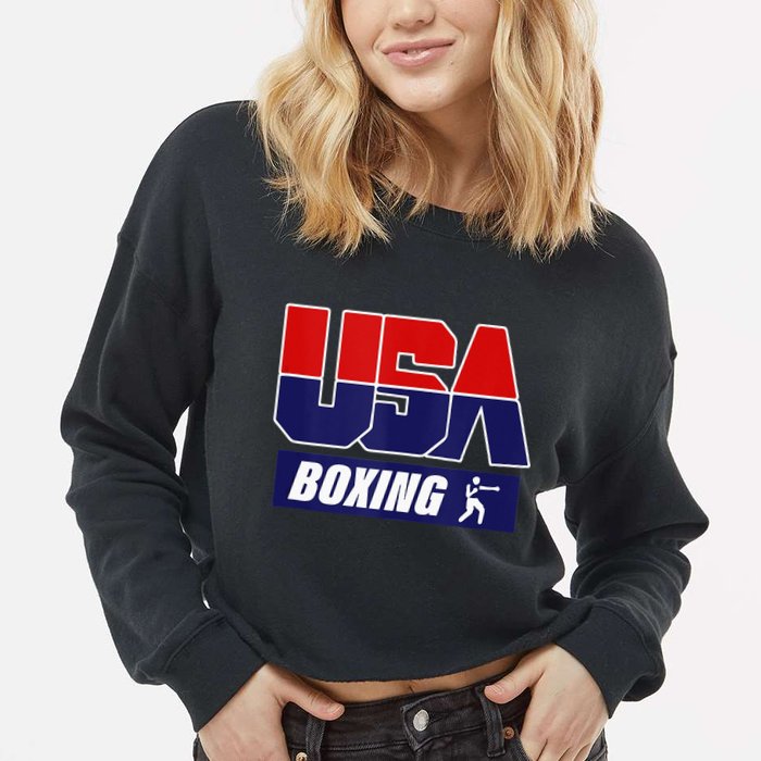Boxing USA Cropped Pullover Crew