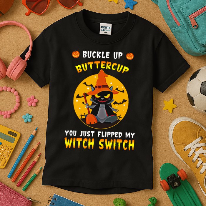 Buckle Up Buttercup You Just Flipped My Switch Kids T-Shirt