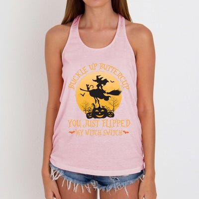 Buckle Up Buttercup You Just Flipped My Witch Switch Gift Women's Knotted Racerback Tank