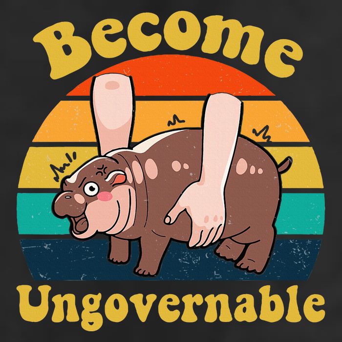 Become Ungovernable Baby Hippo Moo Deng Funny Meme 7 Panel Mesh Trucker Snapback Hat