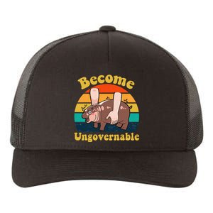 Become Ungovernable Baby Hippo Moo Deng Funny Meme Yupoong Adult 5-Panel Trucker Hat