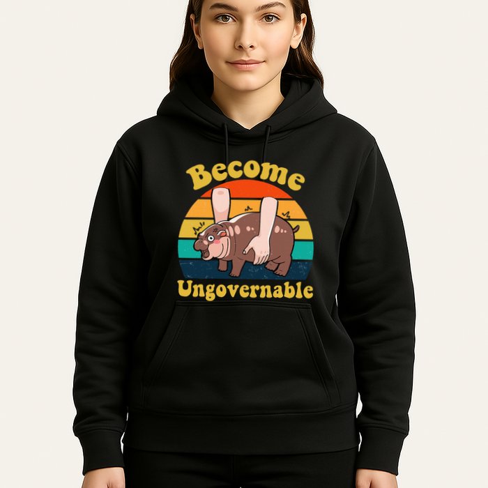 Become Ungovernable Baby Hippo Moo Deng Funny Meme Hoodie
