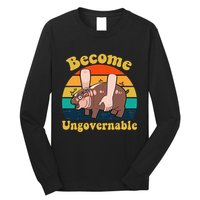 Become Ungovernable Baby Hippo Moo Deng Funny Meme Long Sleeve Shirt