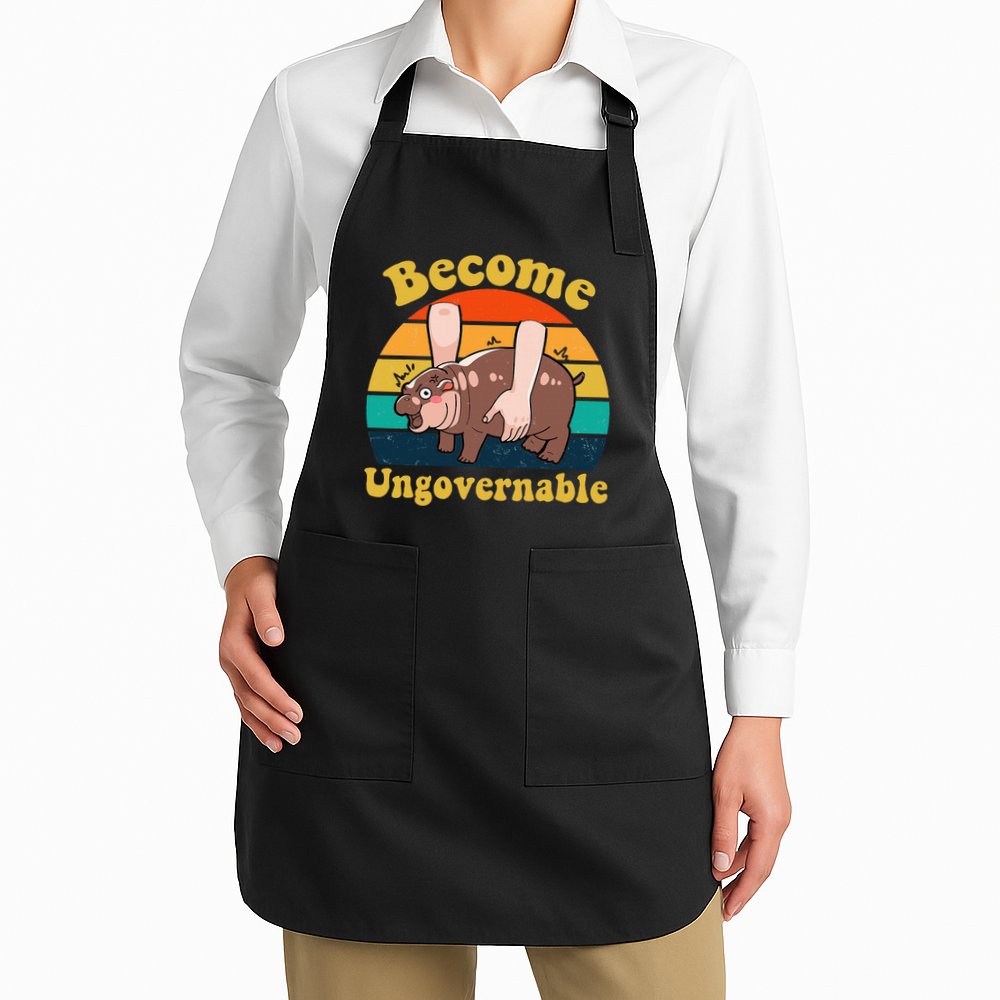 Become Ungovernable Baby Hippo Moo Deng Funny Meme Apron