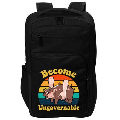 Become Ungovernable Baby Hippo Moo Deng Funny Meme Impact Tech Backpack