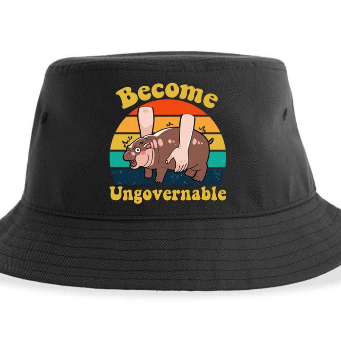 Become Ungovernable Baby Hippo Moo Deng Funny Meme Sustainable Bucket Hat