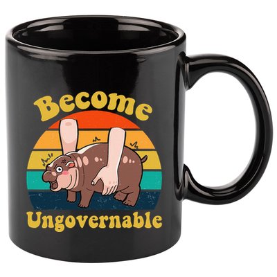 Become Ungovernable Baby Hippo Moo Deng Funny Meme 11oz C Handle Ceramic Mug