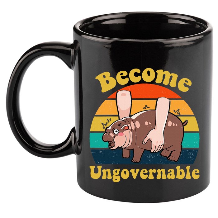 Become Ungovernable Baby Hippo Moo Deng Funny Meme 11oz C Handle Ceramic Mug