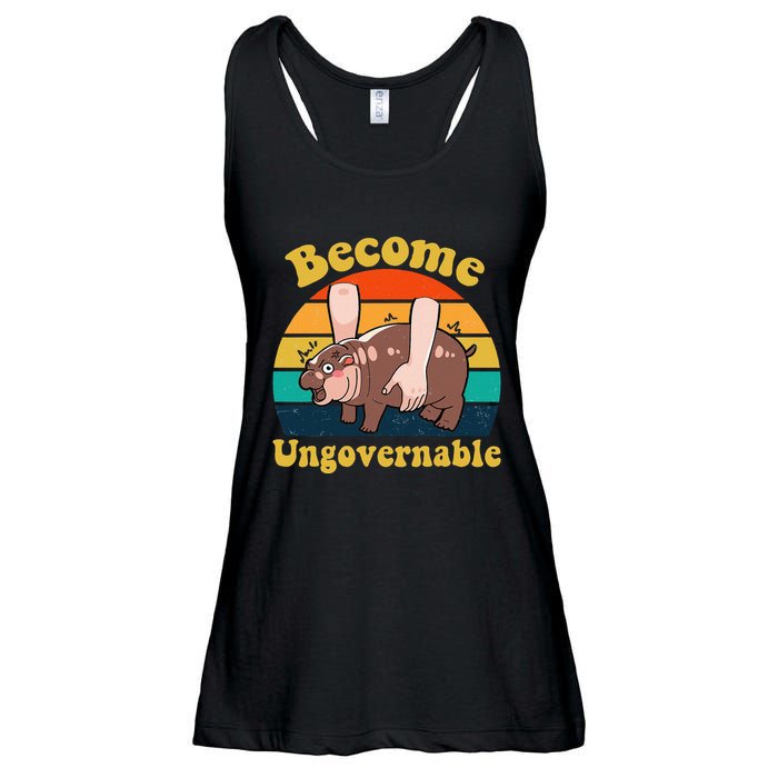 Become Ungovernable Baby Hippo Moo Deng Funny Meme Ladies Essential Flowy Tank