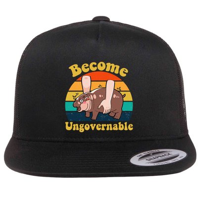 Become Ungovernable Baby Hippo Moo Deng Funny Meme Flatbill Hat