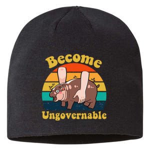 Become Ungovernable Baby Hippo Moo Deng Funny Meme Sustainable Beanie