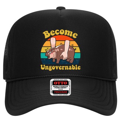 Become Ungovernable Baby Hippo Moo Deng Funny Meme Trucker Hat