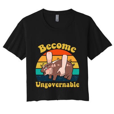 Become Ungovernable Baby Hippo Moo Deng Funny Meme Crop Top