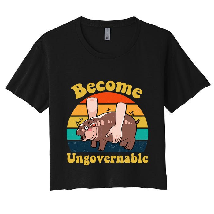 Become Ungovernable Baby Hippo Moo Deng Funny Meme Crop Top