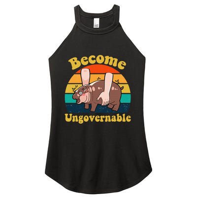 Become Ungovernable Baby Hippo Moo Deng Funny Meme Women's Perfect Tri Rocker Tank