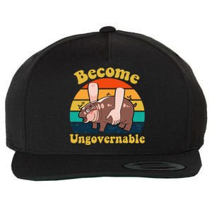 Become Ungovernable Baby Hippo Moo Deng Funny Meme Wool Snapback Cap