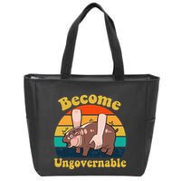 Become Ungovernable Baby Hippo Moo Deng Funny Meme Zip Tote Bag