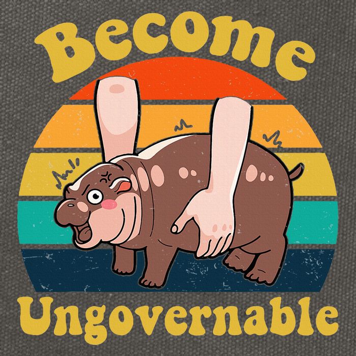 Become Ungovernable Baby Hippo Moo Deng Funny Meme Cotton Canvas Backpack