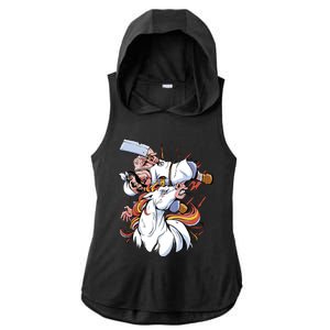 Butcher Unicorn Ladies PosiCharge Tri-Blend Wicking Draft Hoodie Tank