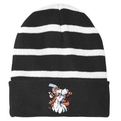 Butcher Unicorn Striped Beanie with Solid Band