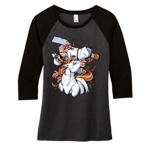 Butcher Unicorn Women's Tri-Blend 3/4-Sleeve Raglan Shirt