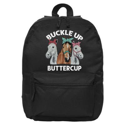 Buckle Up Buttercup Horses 16 in Basic Backpack