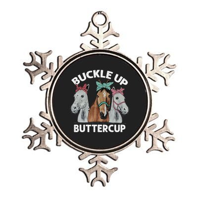 Buckle Up Buttercup Horses Metallic Star Ornament