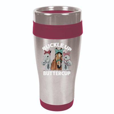 Buckle Up Buttercup Horses 16oz Travel Tumbler