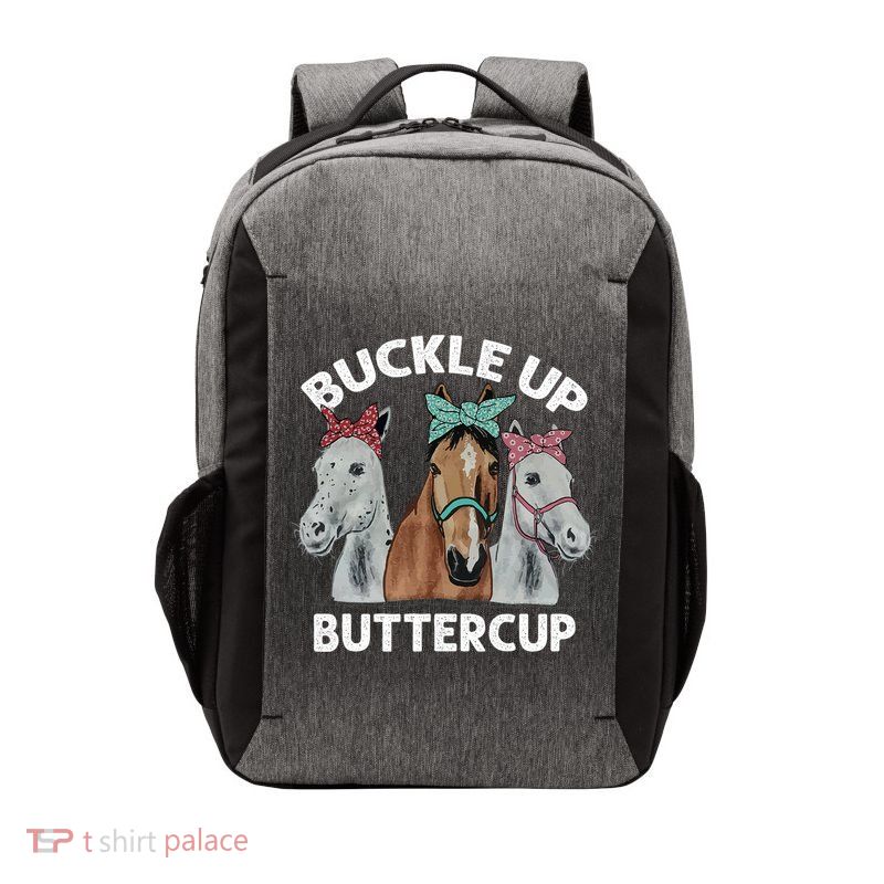 Buckle Up Buttercup Horses Vector Backpack