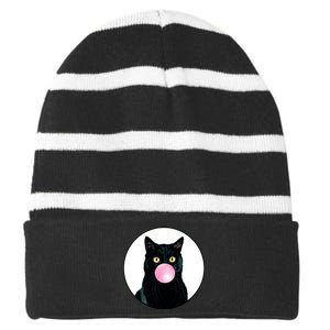 Bubble Cat Striped Beanie with Solid Band