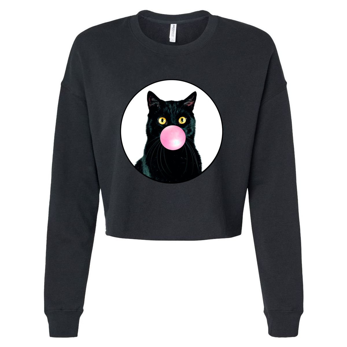 Bubble Cat Cropped Pullover Crew