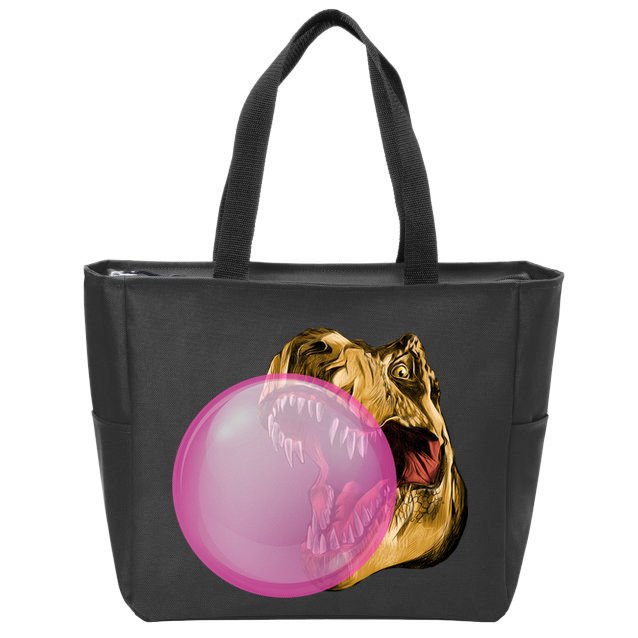 Bubble Gum T-Rex Zip Tote Bag