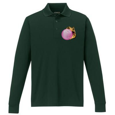 Bubble Gum T-Rex Performance Long Sleeve Polo