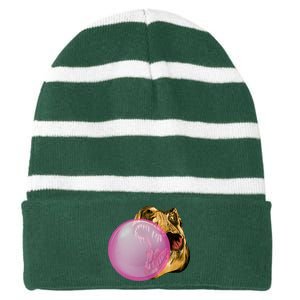 Bubble Gum T-Rex Striped Beanie with Solid Band