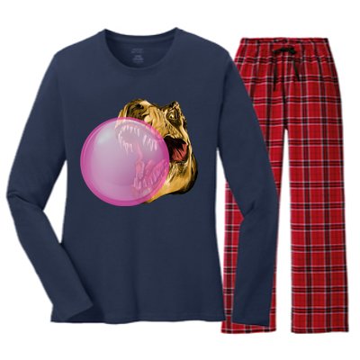 Bubble Gum T-Rex Women's Long Sleeve Flannel Pajama Set 