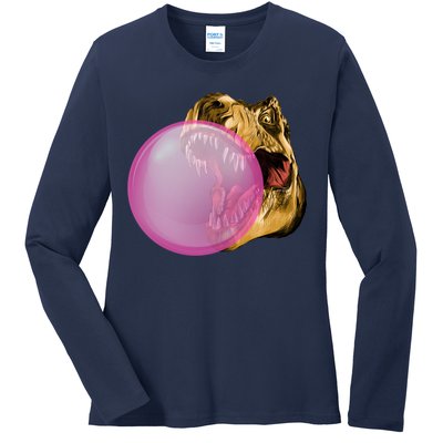 Bubble Gum T-Rex Ladies Long Sleeve Shirt