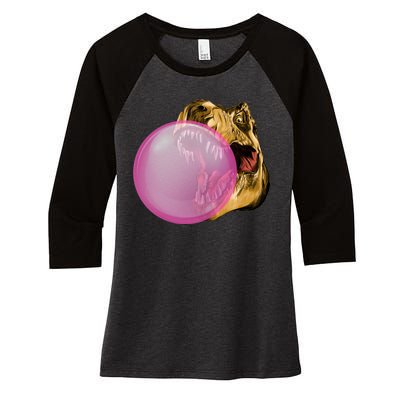 Bubble Gum T-Rex Women's Tri-Blend 3/4-Sleeve Raglan Shirt