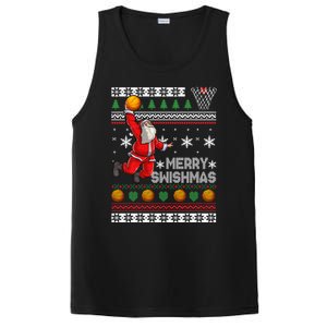 Basketball Ugly Christmas Sweater Xmas Funny Dunking Santa PosiCharge Competitor Tank