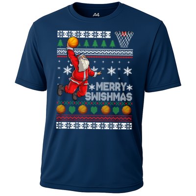 Basketball Ugly Christmas Sweater Xmas Funny Dunking Santa Performance Shirt