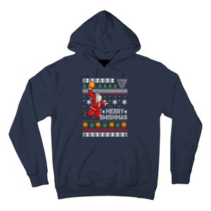 Basketball Ugly Christmas Sweater Xmas Funny Dunking Santa Hoodie