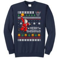 Basketball Ugly Christmas Sweater Xmas Funny Dunking Santa Sweatshirt