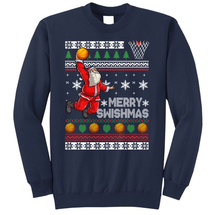 Basketball Ugly Christmas Sweater Xmas Funny Dunking Santa Sweatshirt