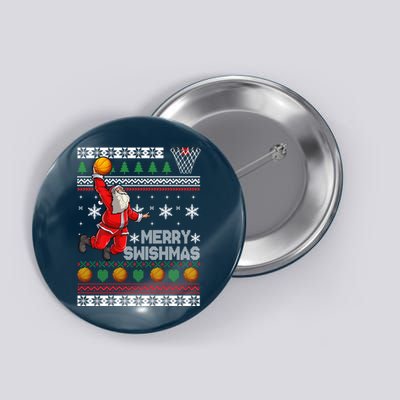 Basketball Ugly Christmas Sweater Xmas Funny Dunking Santa Button